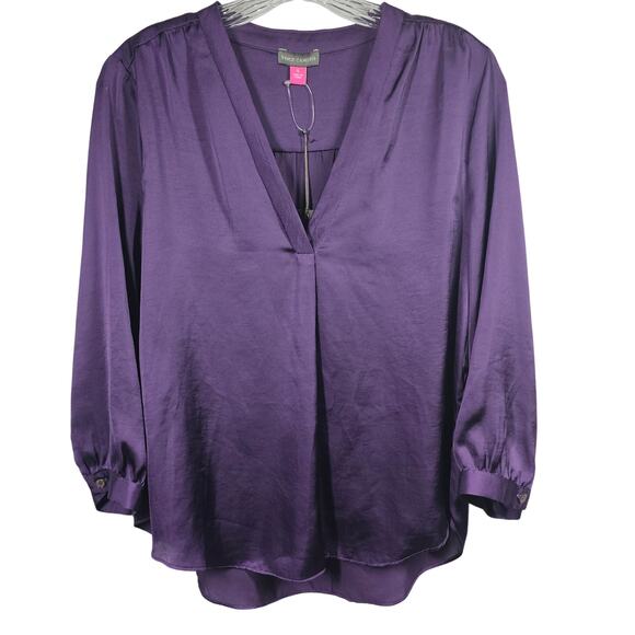 Vince Camuto Anniversary Long Sleeve Blouse in Dark Amethyst Purple NWT Size S - Picture 1 of 14